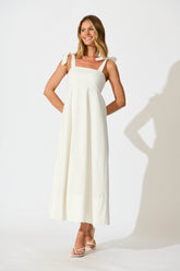 White Cotton Midi Dress by Nina